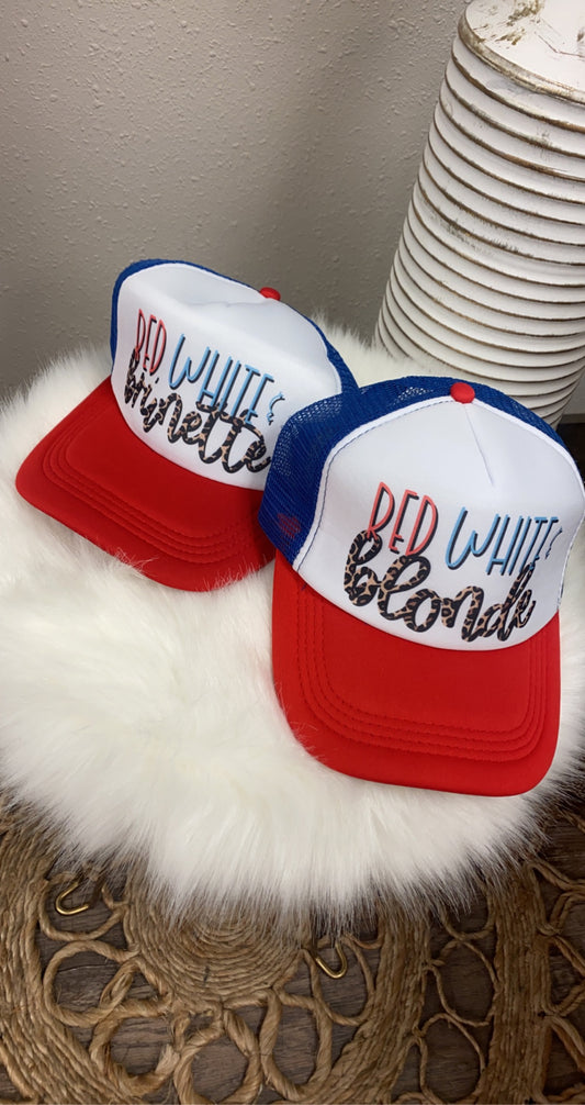 Red, White, Blonde/Burnette Hat